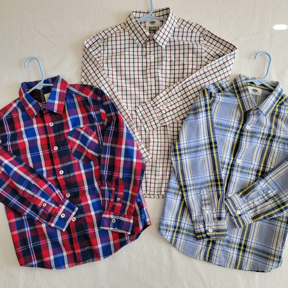 Old Navy, Faded Glory 3 Red White Blue Button Down Shirts Casual Cotton Size 6/7